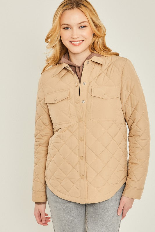 Woven Solid Bust Pocket Shacket - Dixie Hike & Style