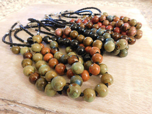 Clay Bead Short Necklace Round Beads