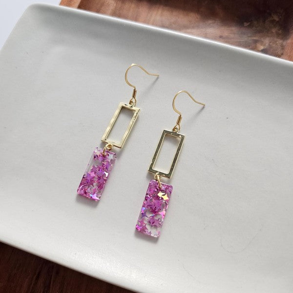 Raya Earrings - Pink Glitter