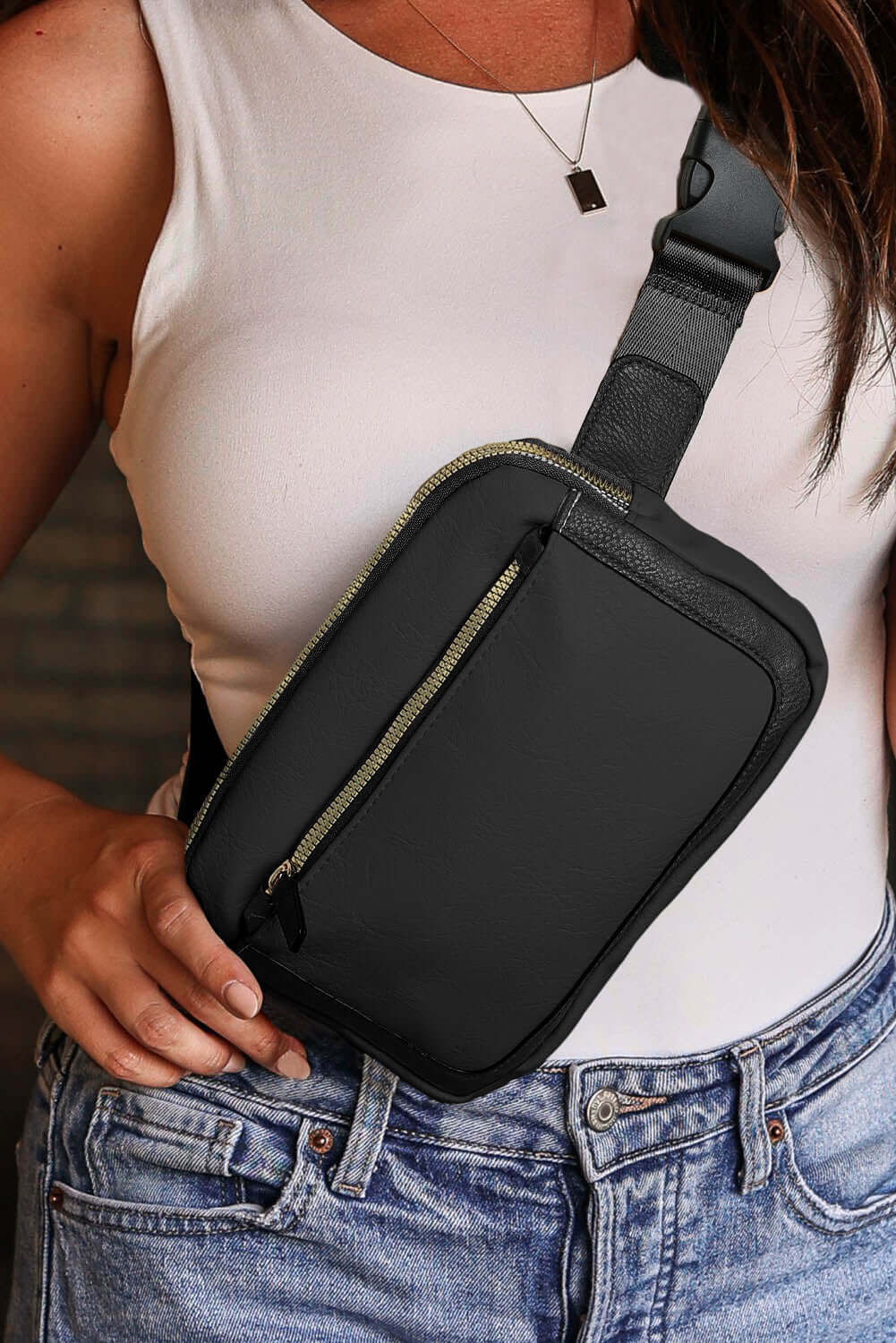 Black Minimalist Multi-zipped Crossbody Bag - Dixie Hike & Style