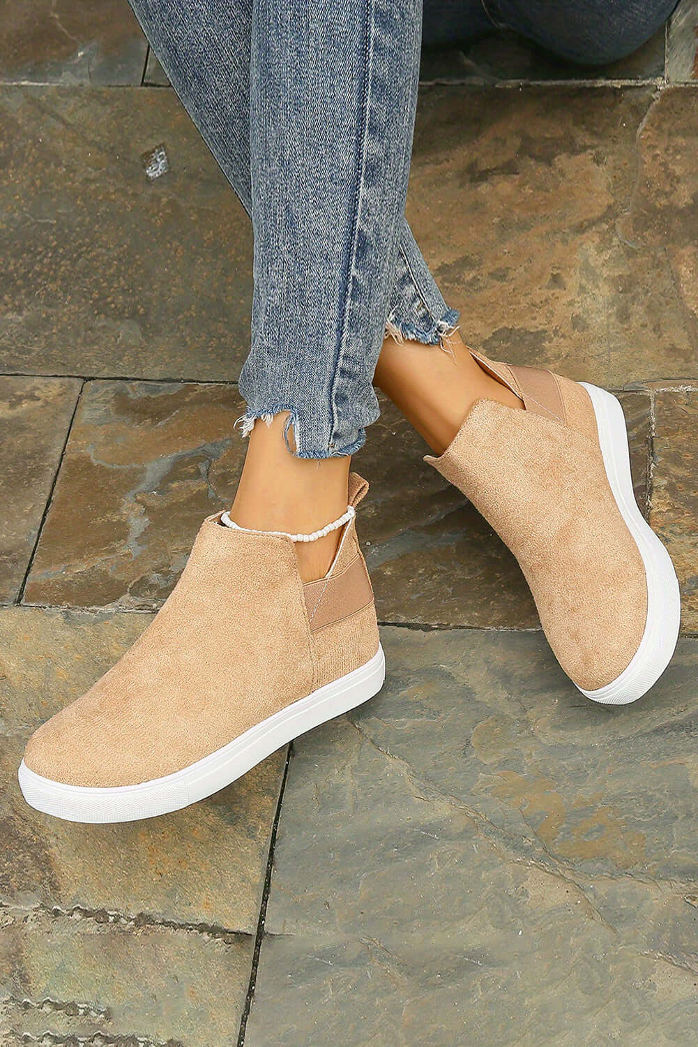 Camel Suede Slip-on Casual Boots - Dixie Hike & Style