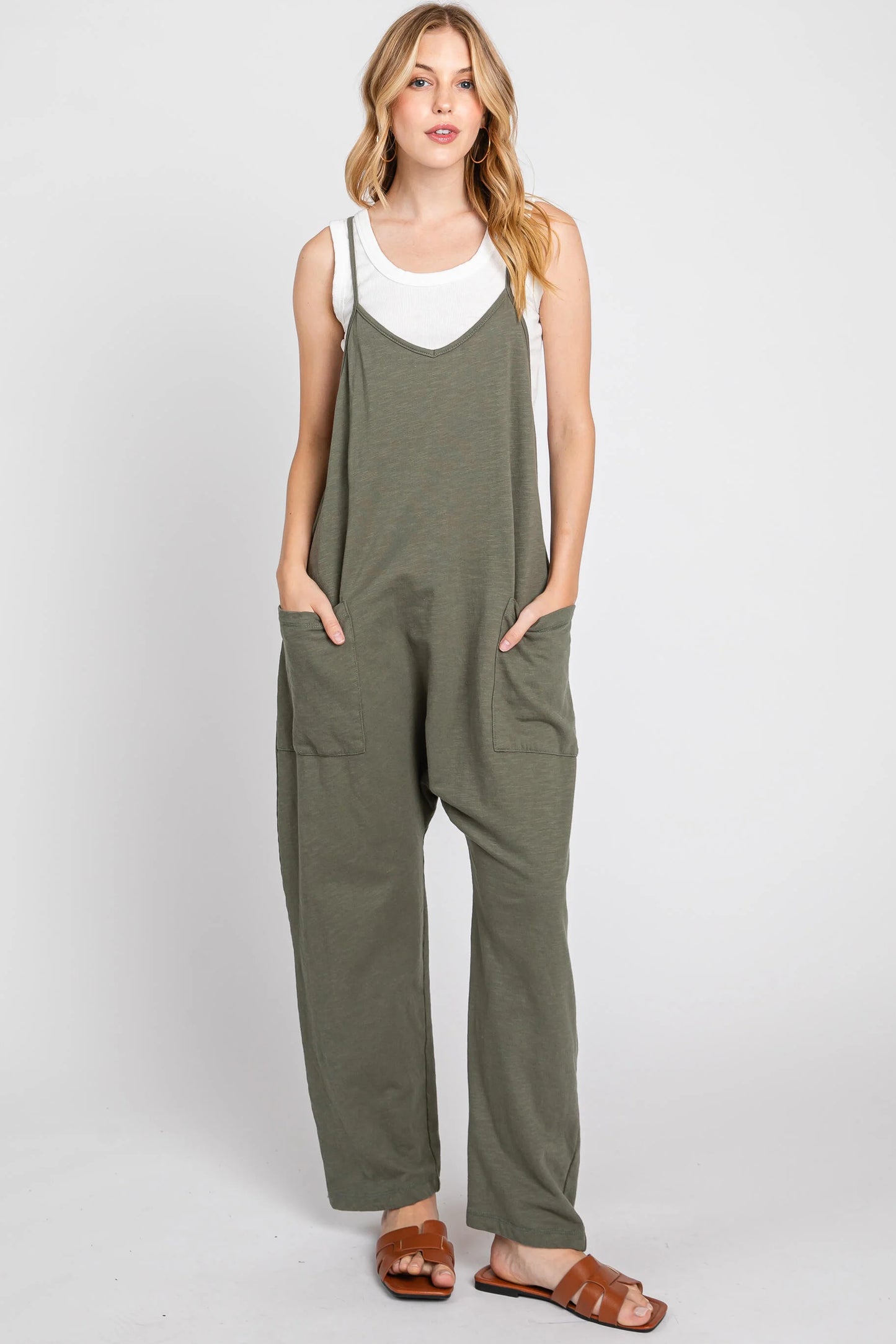 Final Touch French Terry Jumpsuit: 100% Cotton with Front Patch Pocket - Made in USA