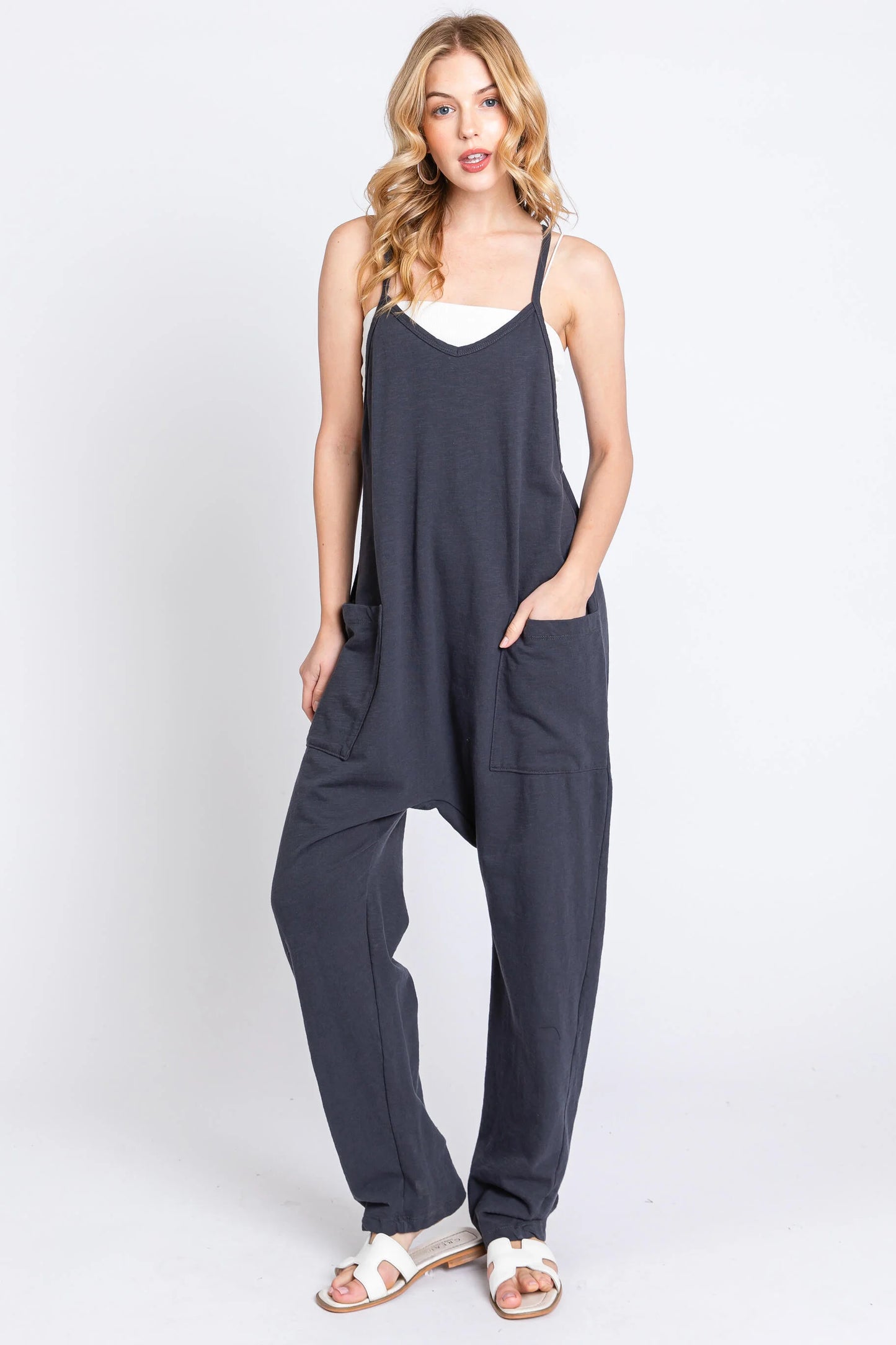 Final Touch French Terry Jumpsuit: 100% Cotton with Front Patch Pocket - Made in USA