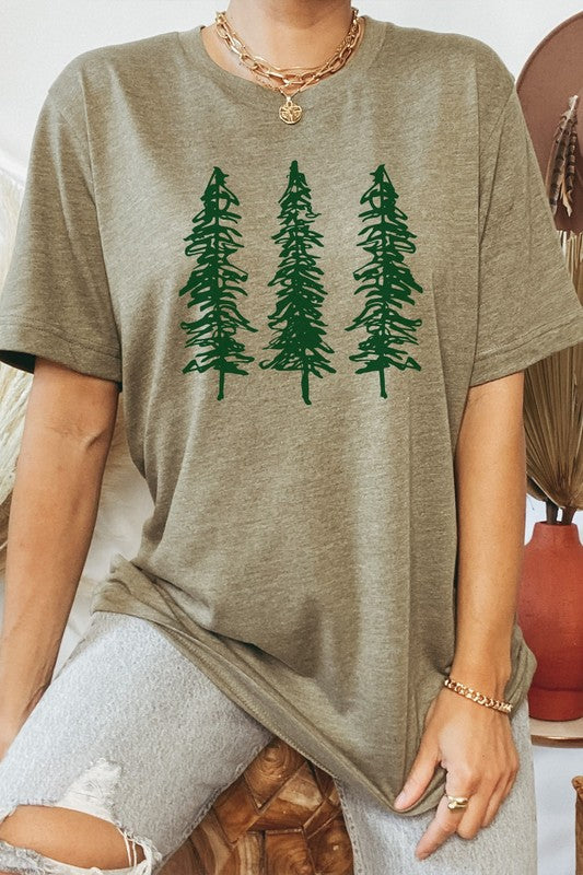 Forest Pine Trees Camping Graphic Tee