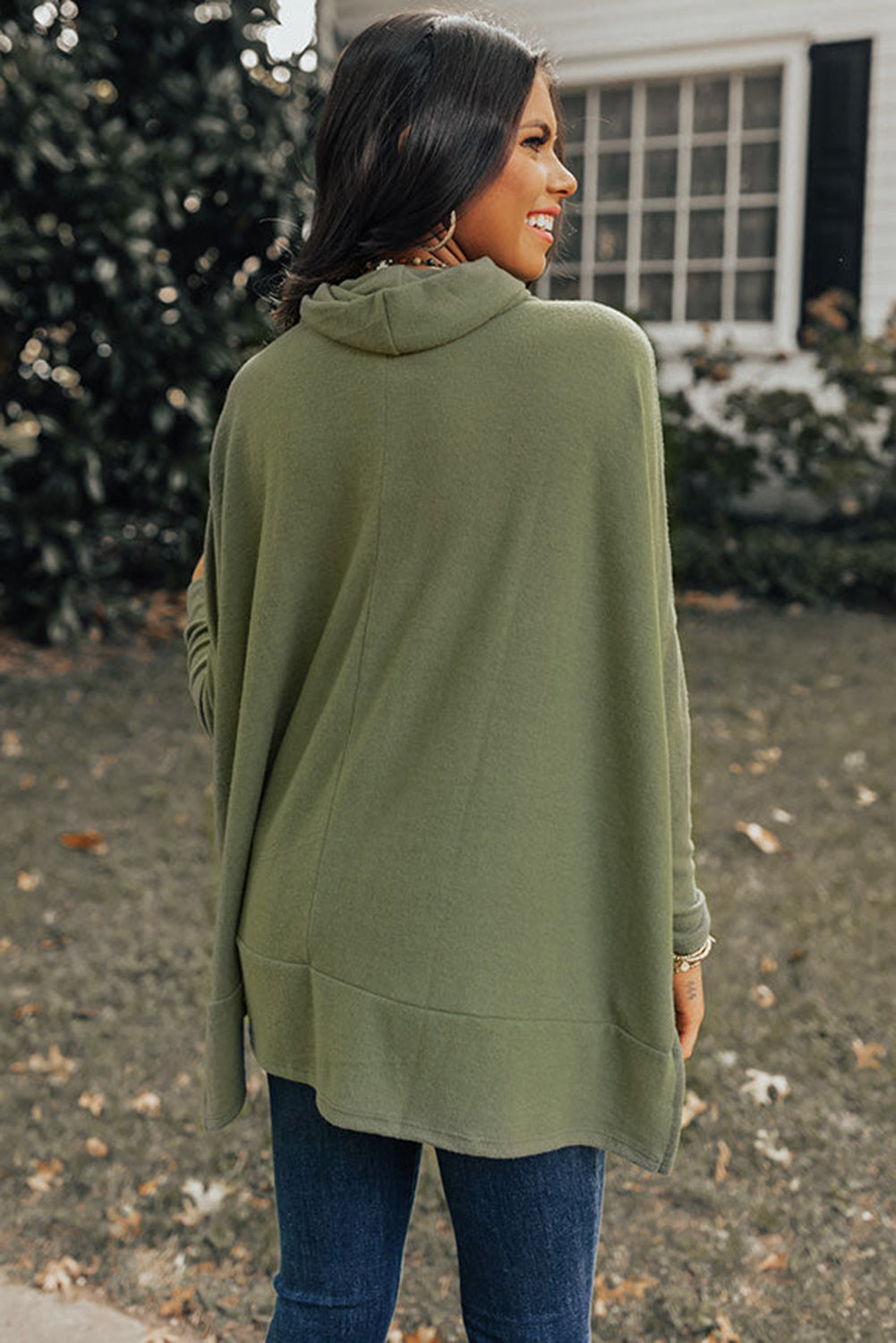 Jungle Green Cowl Neck Shift Tunic Top - Dixie Hike & Style