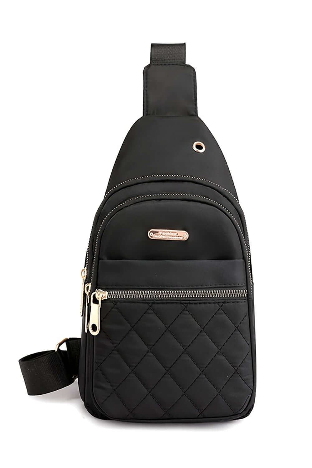 Black Quilted Multi-Pocket Zip Crossbody Chest Bag - Dixie Hike & Style