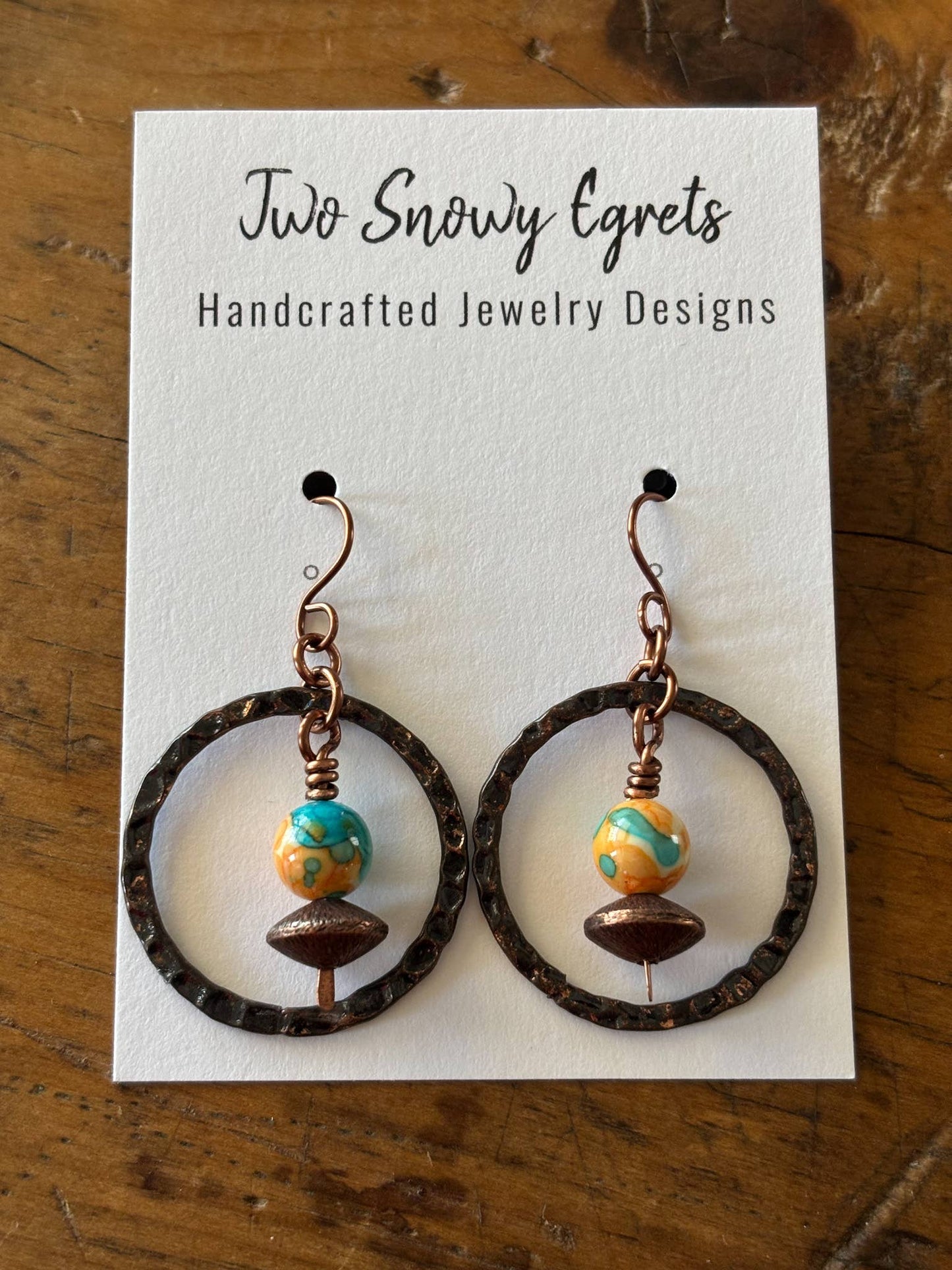 Copper Ring and Bead Earring