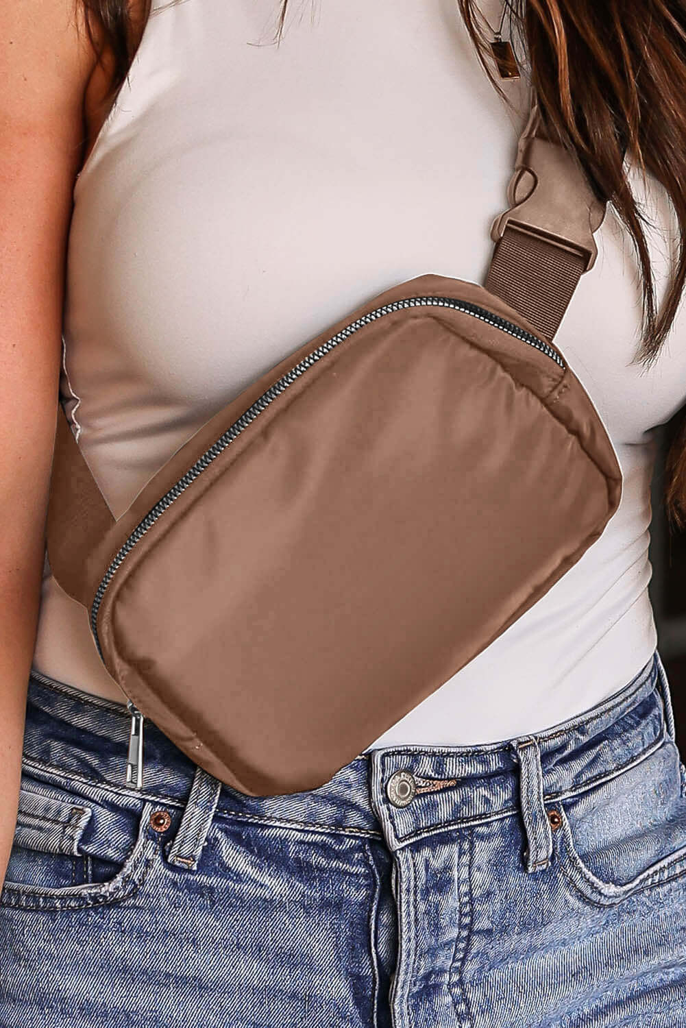 Brown Waterproof Zipped Crossbody Bag 20*5*14cm - Dixie Hike & Style