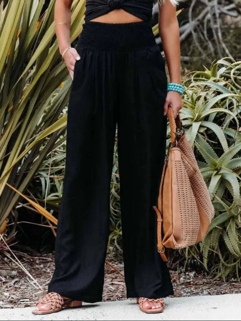 Boho Chic High-Waist Breezy Pants - Dixie Hike & Style