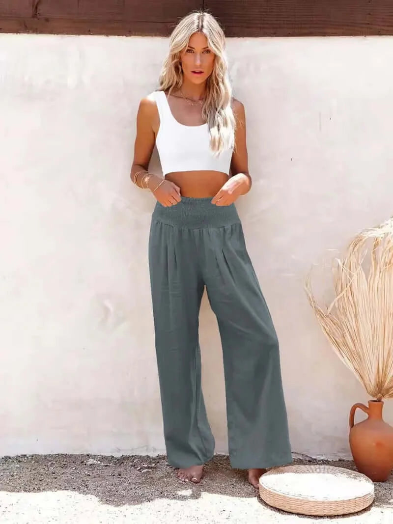 Boho Chic High-Waist Breezy Pants - Dixie Hike & Style