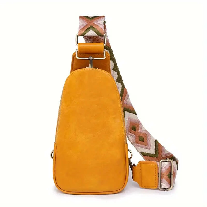 BohoVibe PU Leather Sling Bag with Wide Guitar Strap - Dixie Hike & Style