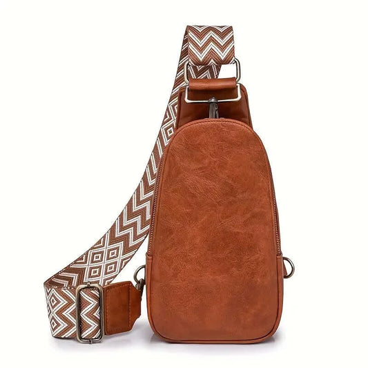 BohoVibe PU Leather Sling Bag with Wide Guitar Strap - Dixie Hike & Style