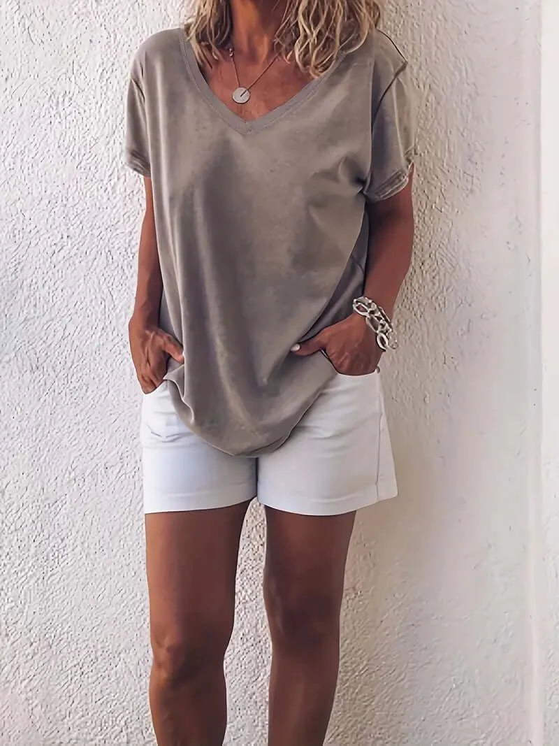 Casual Chic V-Neck Tee - Dixie Hike & Style