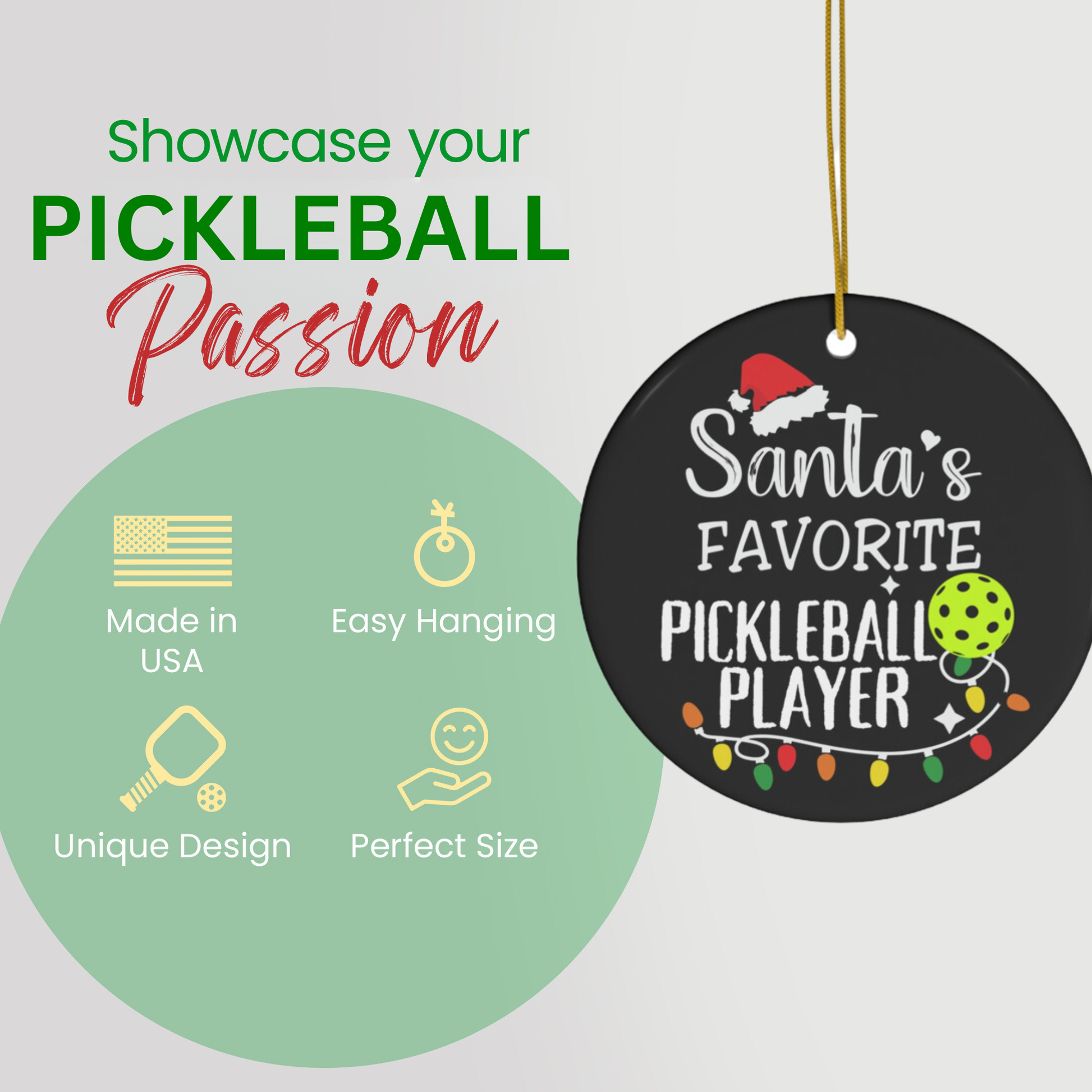 Santa's Favorite Pickleball Player Ornament - Dixie Hike & Style