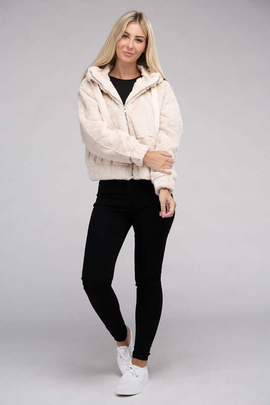 Fluffy Zip-Up Teddy Hoodie - Dixie Hike & Style