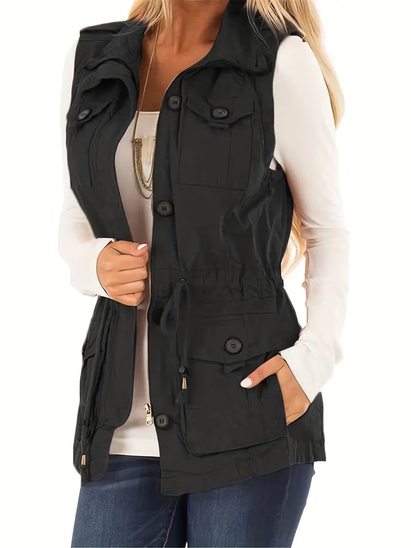 Timeless Corduroy Pocket Vest: Women's All-Season Waistcoat - Dixie Hike & Style