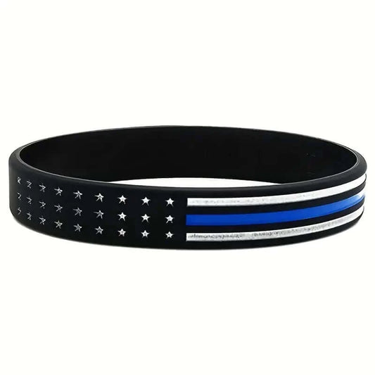 Stylish Blue Thin Line Silicone Wristband for Men - Dixie Hike & Style