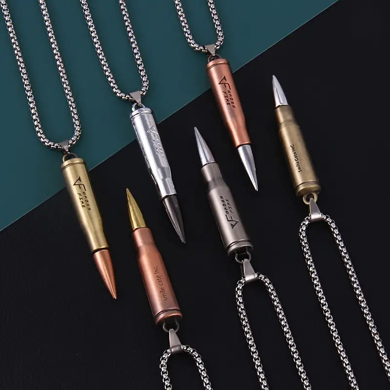 Wild West Stainless Steel Bullet Pendant Necklace - Dixie Hike & Style