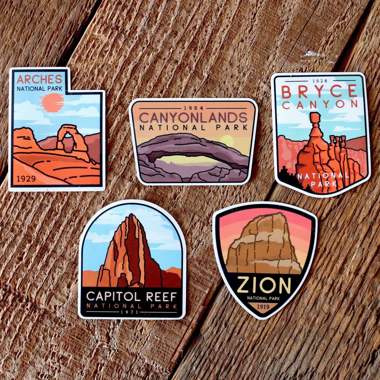 The Mighty 5, Utah's National Parks - Sticker Pack - Dixie Hike & Style