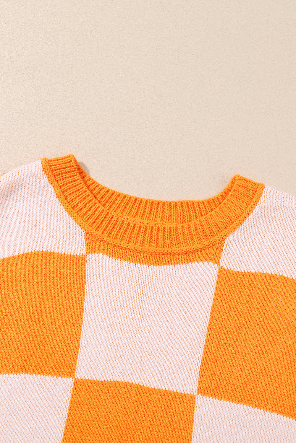 Orange Checkered Bishop Sleeve Sweater - Dixie Hike & Style