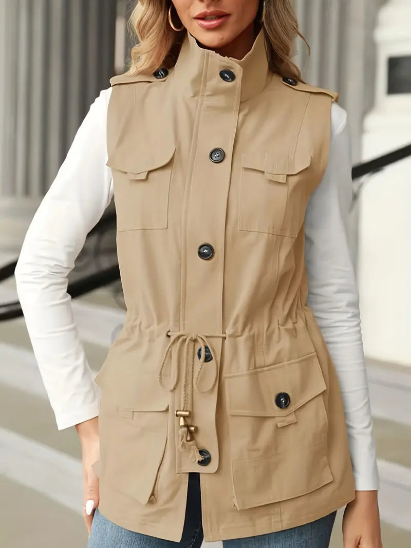 Timeless Corduroy Pocket Vest: Women's All-Season Waistcoat - Dixie Hike & Style