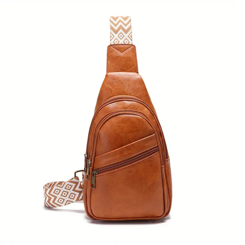 VintageVibe Multi-Pocket PU Leather Sling Bag - Dixie Hike & Style