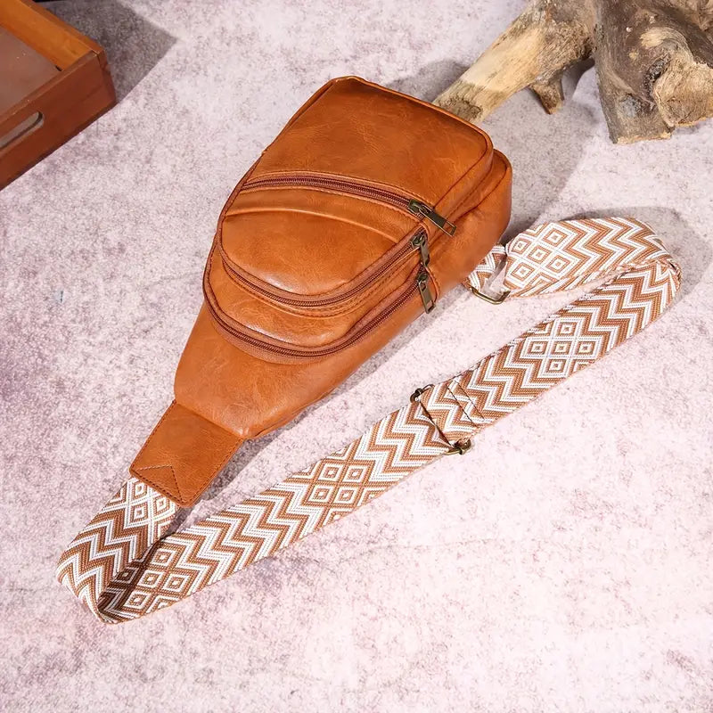 VintageVibe Multi-Pocket PU Leather Sling Bag - Dixie Hike & Style