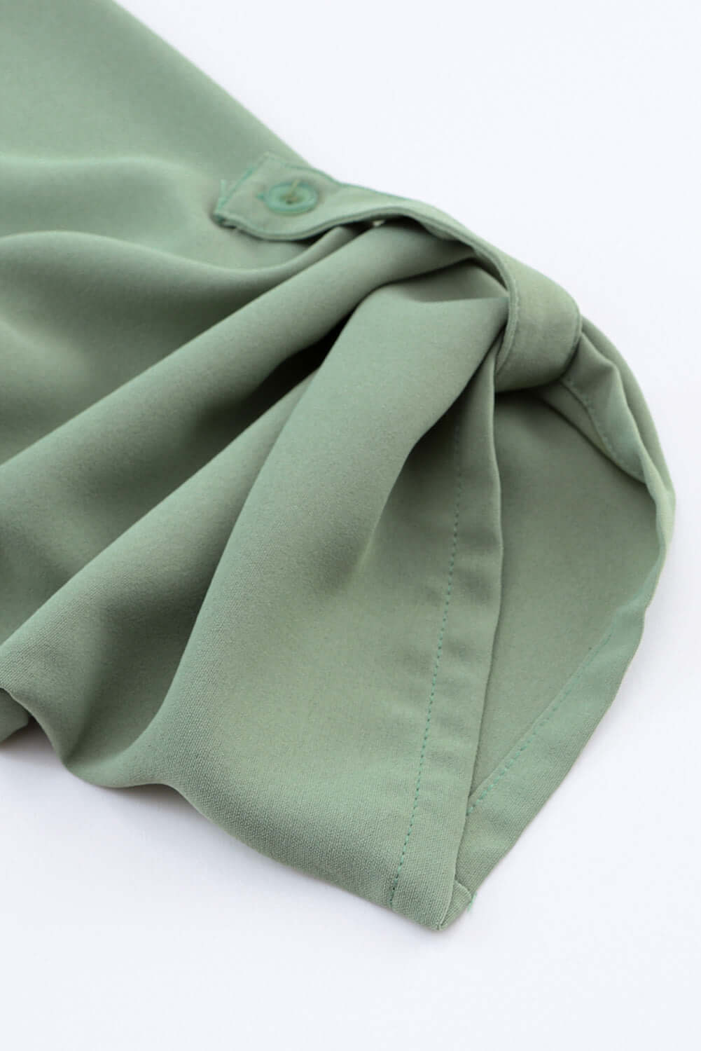 Green Roll-tab Sleeve Flowy Casual Dress - Dixie Hike & Style
