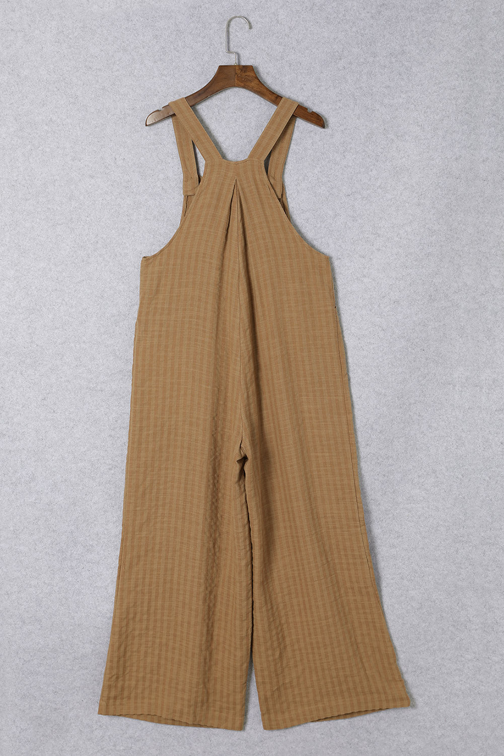 Brown Striped Pleated Wide Leg Pocketed Jumpsuit - Dixie Hike & Style