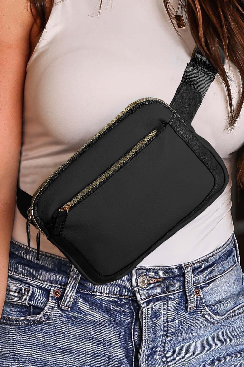 Black Minimalist Multi-zipped Crossbody Bag - Dixie Hike & Style