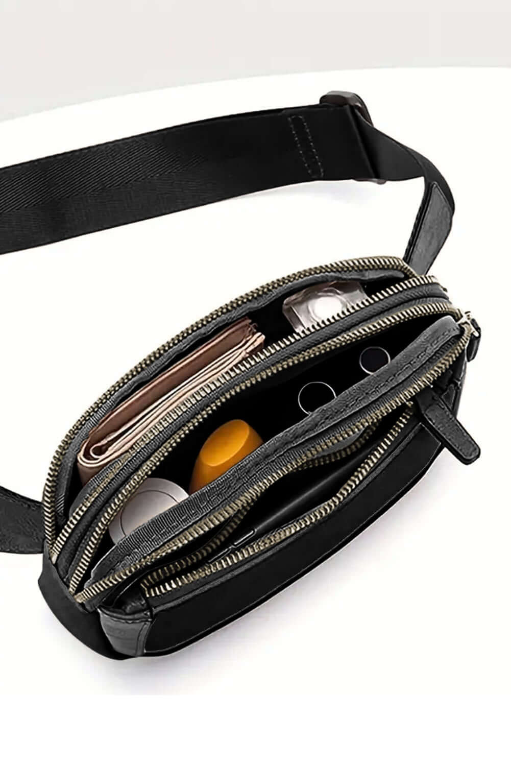 Black Minimalist Multi-zipped Crossbody Bag - Dixie Hike & Style