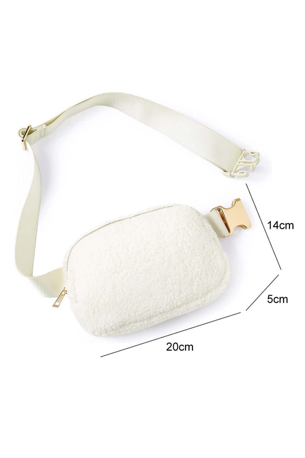 White Sherpa Adjustable Strap Crossbody Bag - Dixie Hike & Style