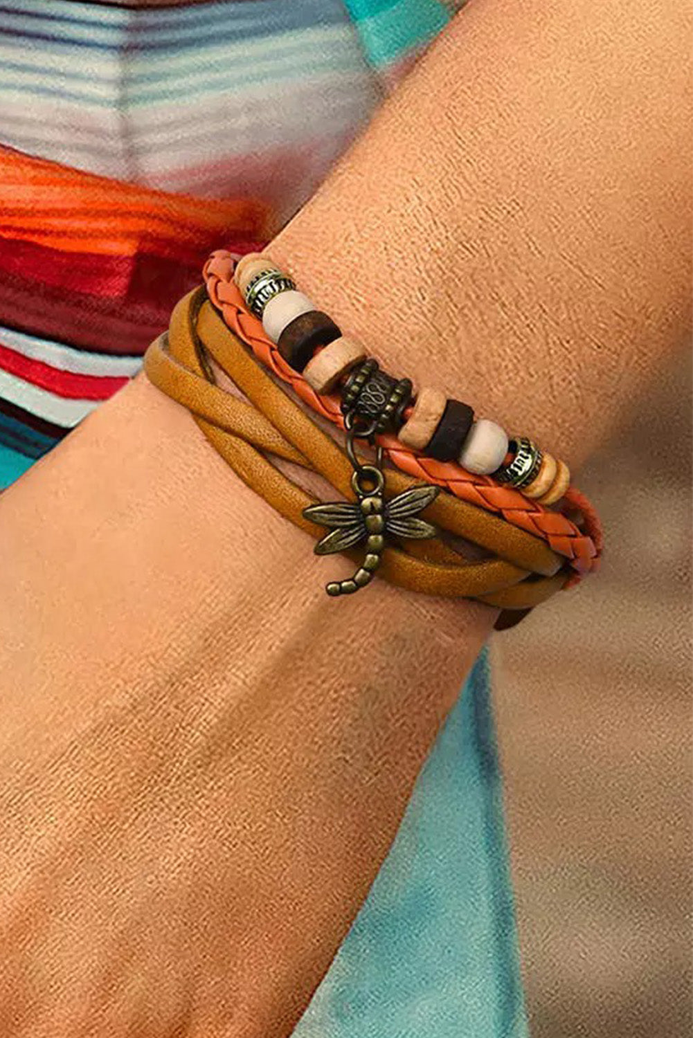 Orange Dragonfly Beading Multi-Layered Bracelet - Dixie Hike & Style