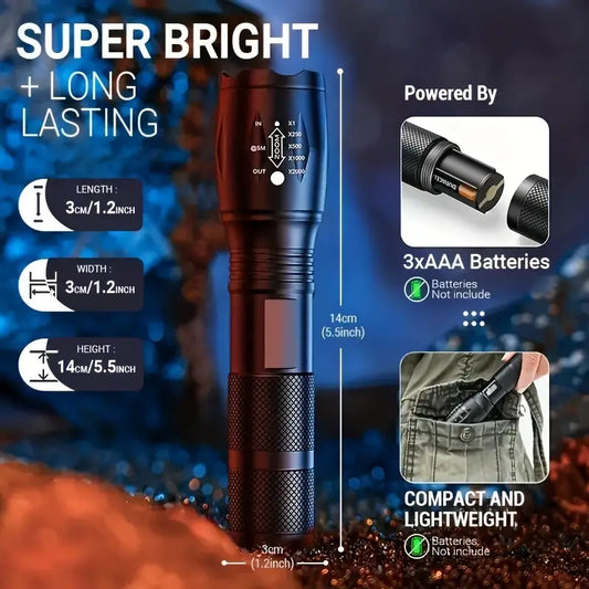 Wild West Zoomable Waterproof Tactical LED Flashlight - Dixie Hike & Style