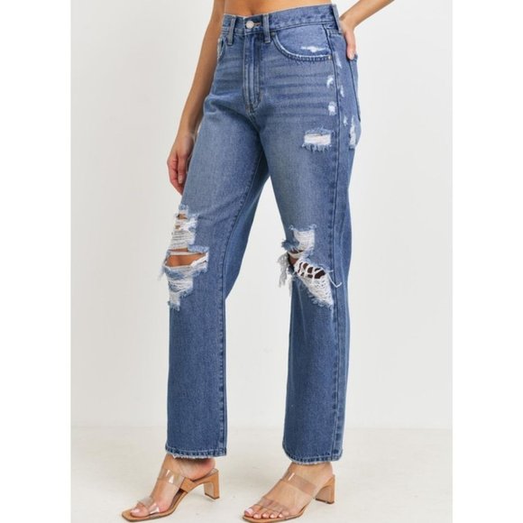 Just Black Denim High Rise Dad Jeans - Dixie Hike & Style