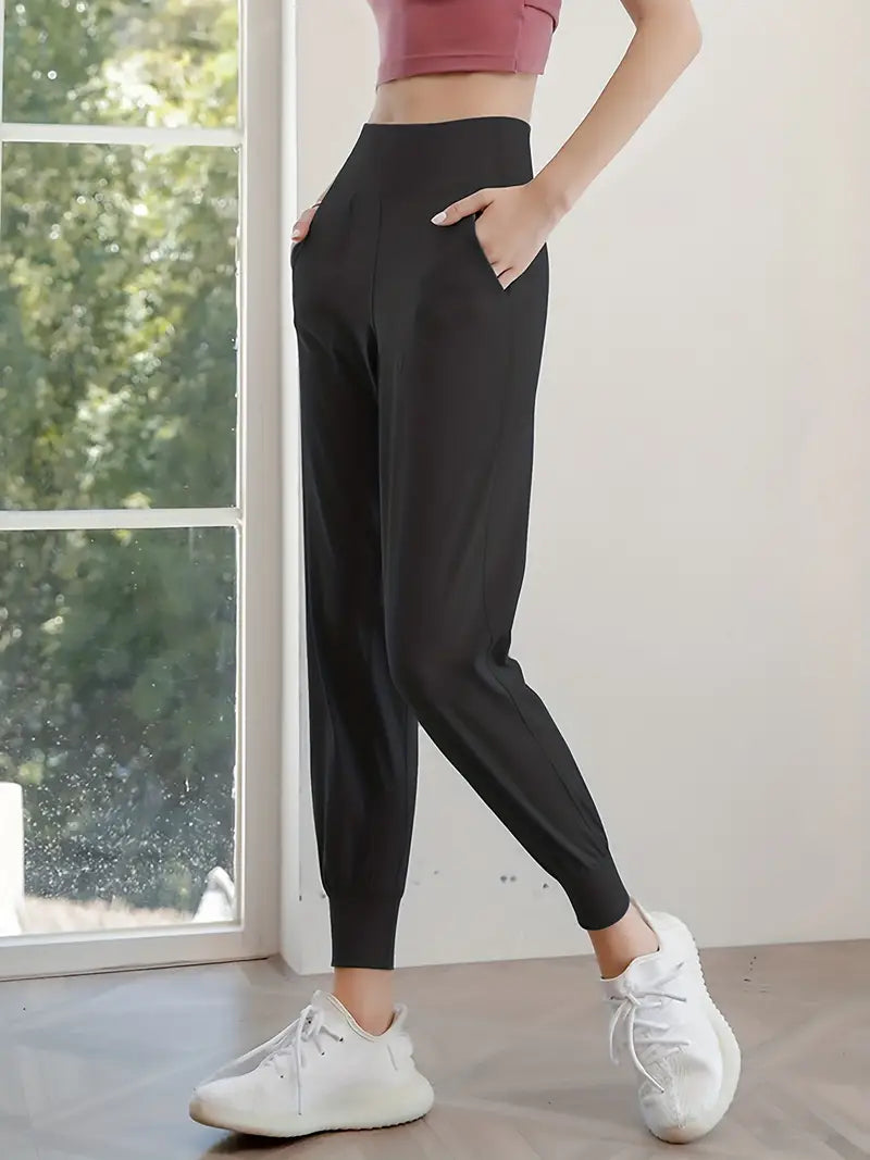 QuickDry High-Waist Yoga Joggers: Your Go-To Pants for Active Comfort - Dixie Hike & Style