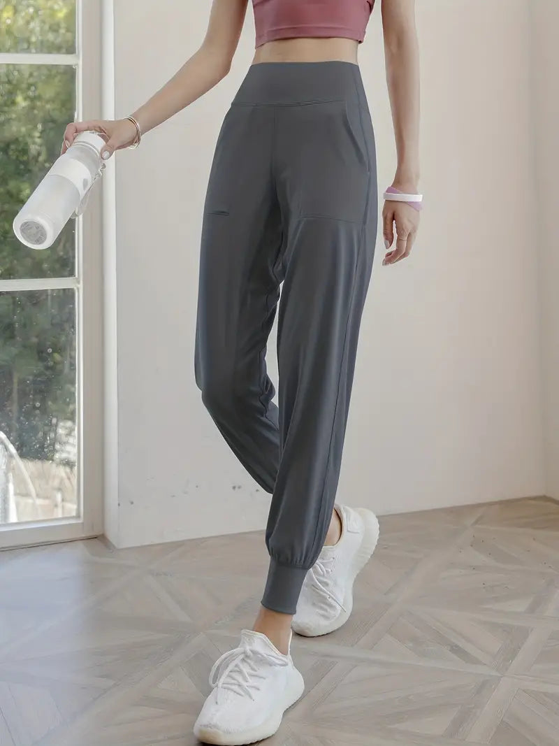 QuickDry High-Waist Yoga Joggers: Your Go-To Pants for Active Comfort - Dixie Hike & Style