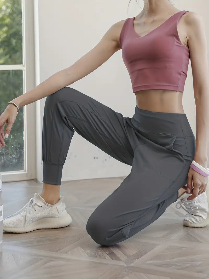 QuickDry High-Waist Yoga Joggers: Your Go-To Pants for Active Comfort - Dixie Hike & Style