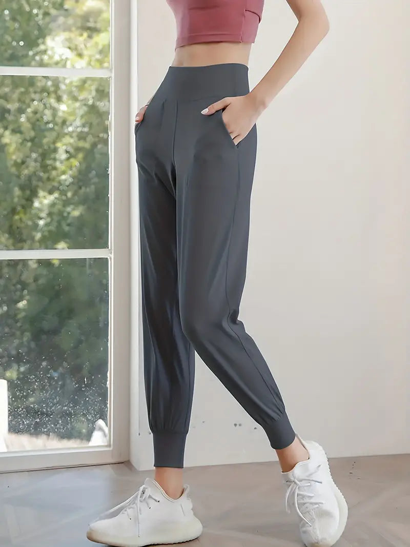 QuickDry High-Waist Yoga Joggers: Your Go-To Pants for Active Comfort - Dixie Hike & Style