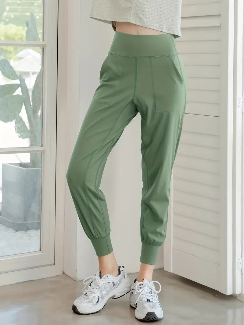 QuickDry High-Waist Yoga Joggers: Your Go-To Pants for Active Comfort - Dixie Hike & Style