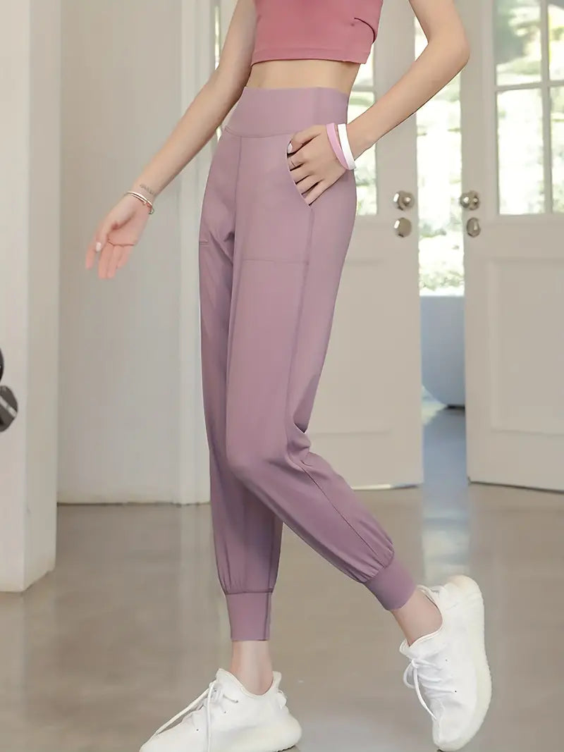 QuickDry High-Waist Yoga Joggers: Your Go-To Pants for Active Comfort - Dixie Hike & Style