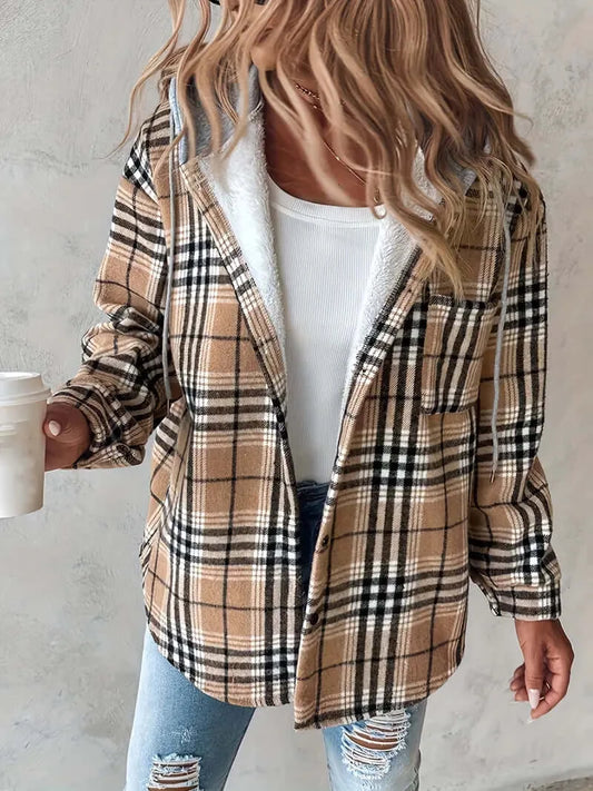 Classic Plaid Hooded Jacket | Women's Thermal Vintage Coat - Dixie Hike & Style