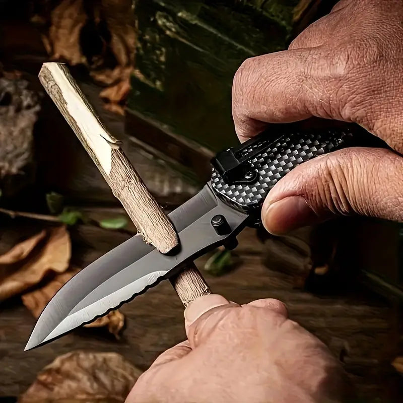 Wild West Trailblade: High-Hardness Survival Folding Knife with Wood Handle - Dixie Hike & Style