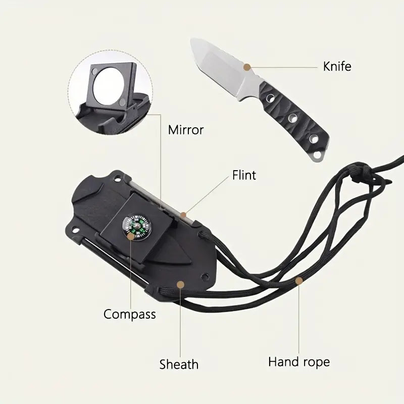 Wild West Survivalist: Multi-Function Knife with Built-In Flint, Compass, and Mirror - Dixie Hike & Style