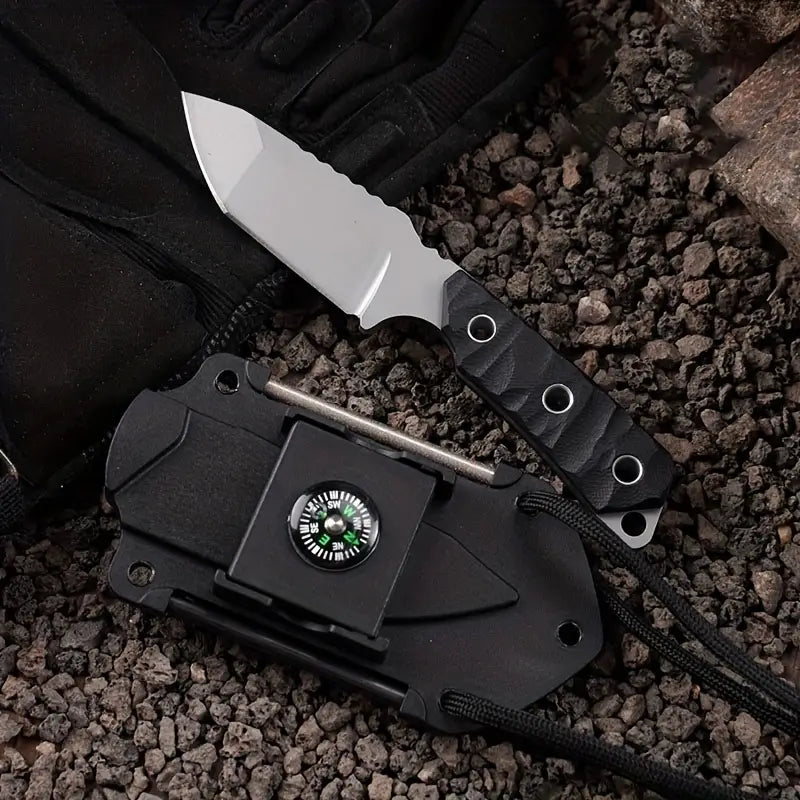 Wild West Survivalist: Multi-Function Knife with Built-In Flint, Compass, and Mirror - Dixie Hike & Style