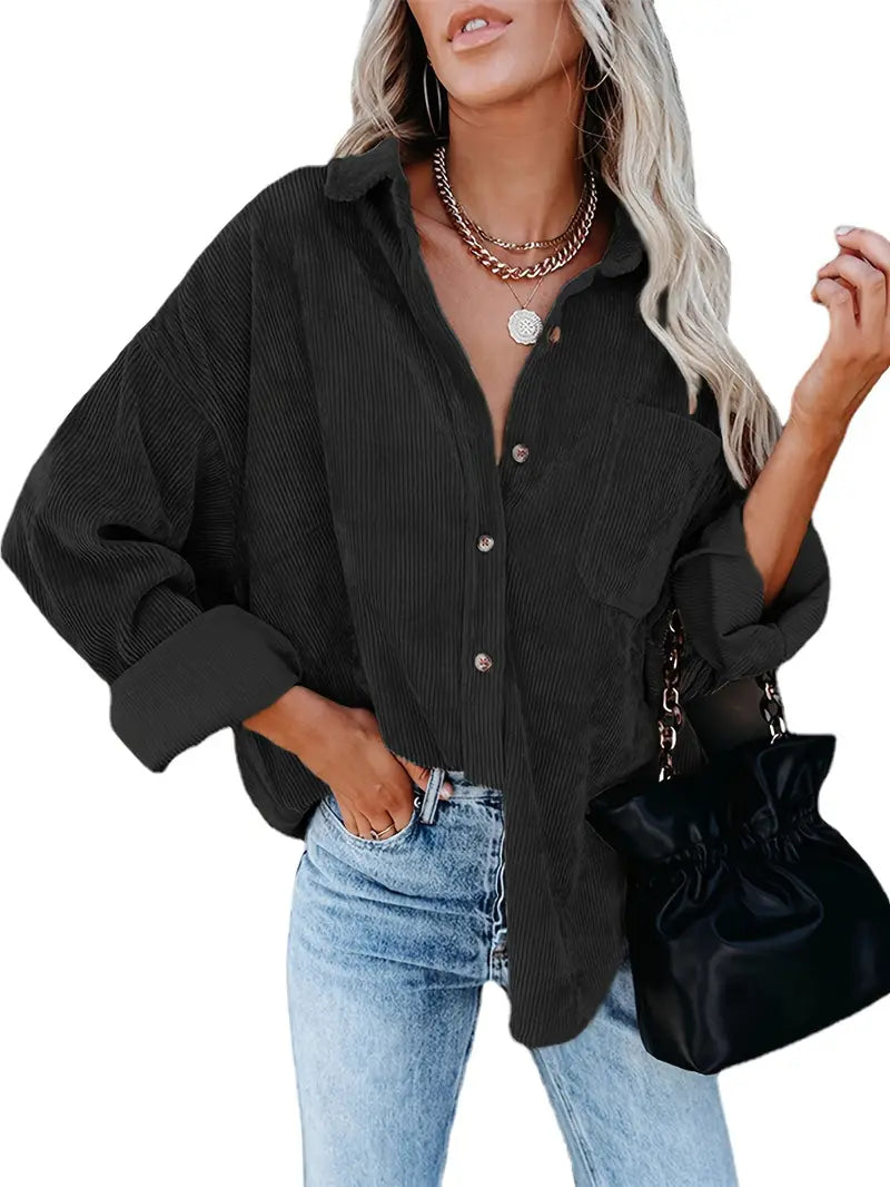 Relaxed Elegance Button-Down | Women's Casual Long Sleeve Shirt - Dixie Hike & Style
