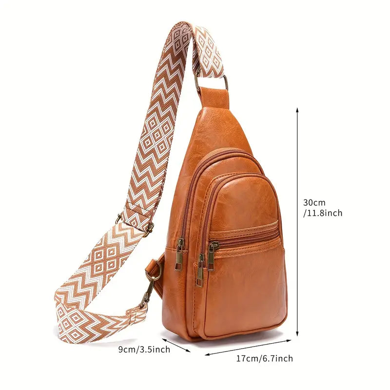 ModernRetro PU Leather Chest Bag: With Wide Guitar Strap - Dixie Hike & Style