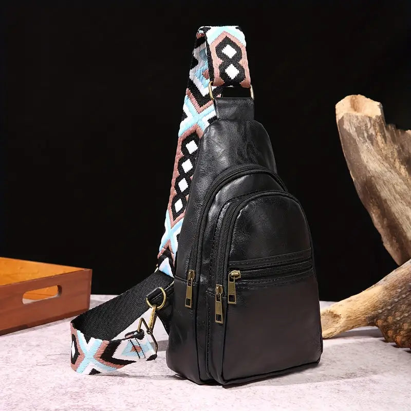 ModernRetro PU Leather Chest Bag: With Wide Guitar Strap - Dixie Hike & Style