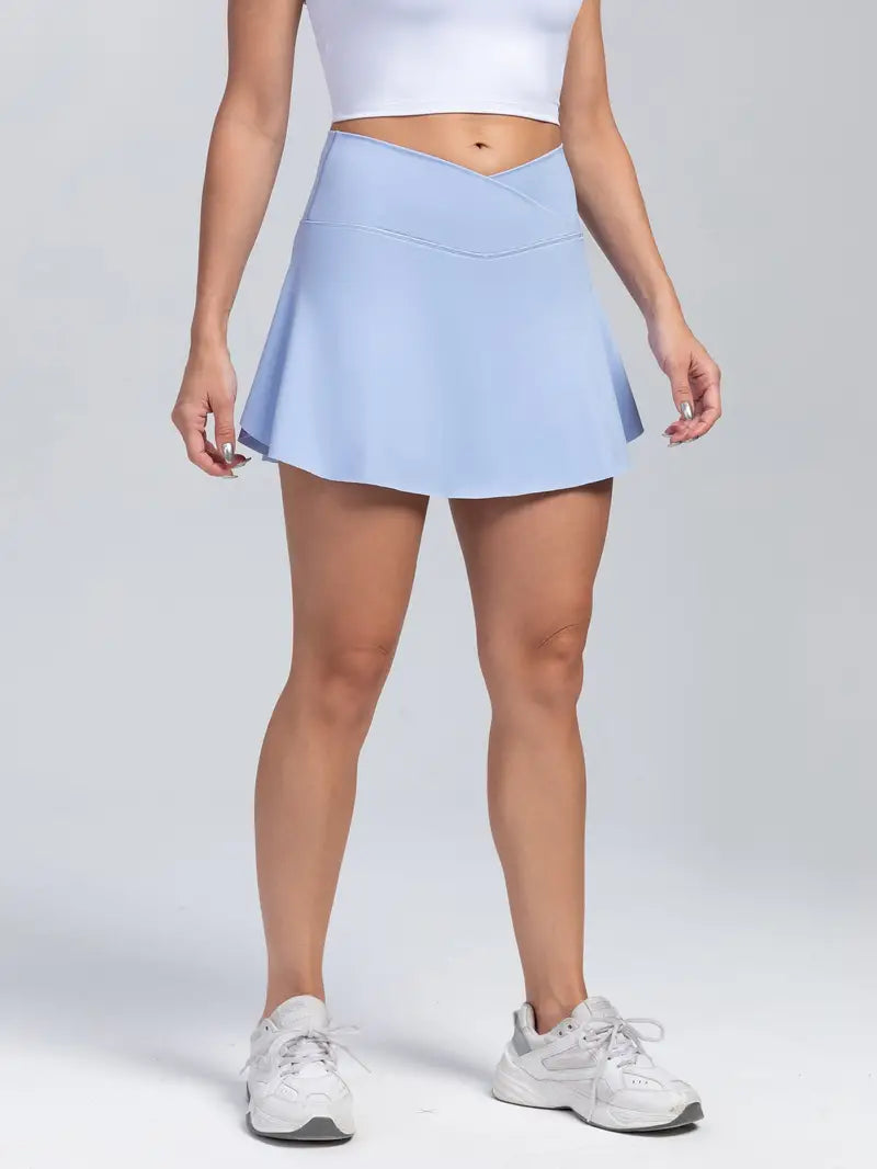 VersaGlide 2-in-1 High-Waist Skort: Tennis, Golf, and Yoga-Ready with Inner Pocket - Dixie Hike & Style