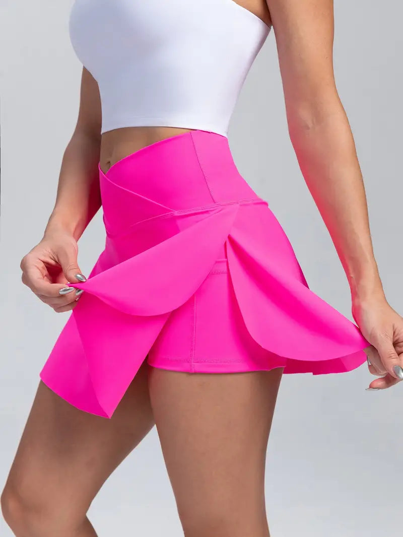 VersaGlide 2-in-1 High-Waist Skort: Tennis, Golf, and Yoga-Ready with Inner Pocket - Dixie Hike & Style